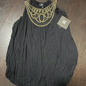 Iz Byer Black Blouse with Gold Detailing
